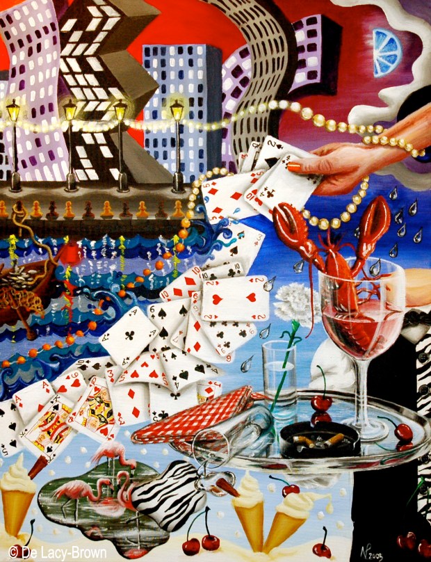 Joie de Vivre/ Zest of Life 3: Casino Nights (2005 © Nicholas de Lacy-Brown, acrylic on canvas)