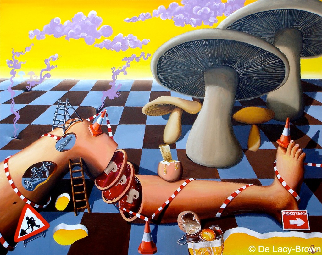 La Marcha de los Champiñones (2009 © Nicholas de Lacy-Brown, acrylic on canvas)