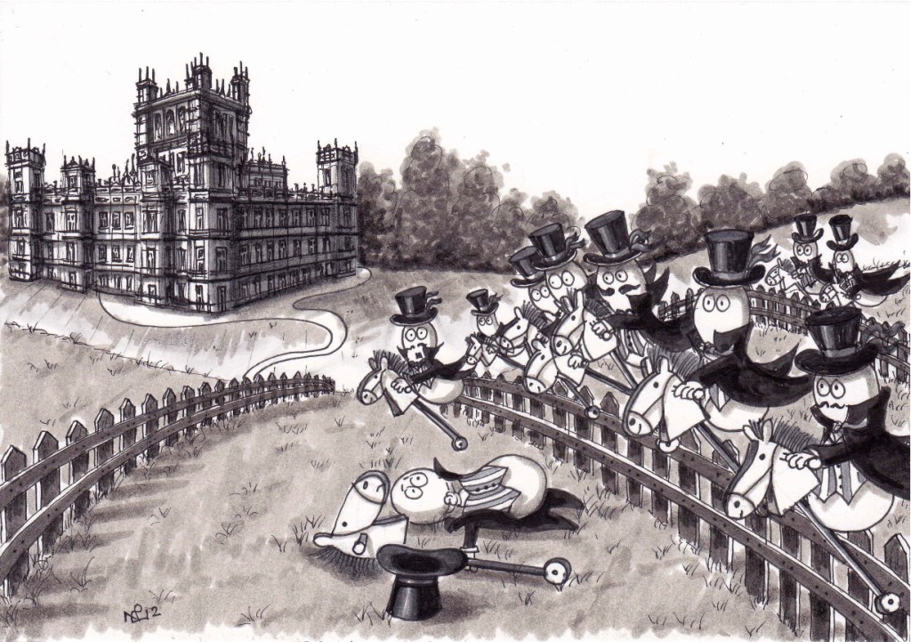 On the 10th day of Christmas my Normy gave to me, 10 Lords a-leaping (2012 © Nicholas de Lacy-Brown, pen on paper)