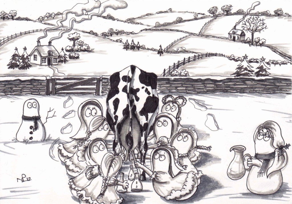 On the eight day of Christmas my Normy gave to me 8 maids a-milking (2012 © Nicholas de Lacy-Brown)