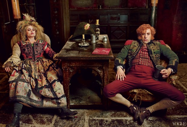 Thénardier and his wife (Helena Bonham Carter and Sacha Baron Cohen)