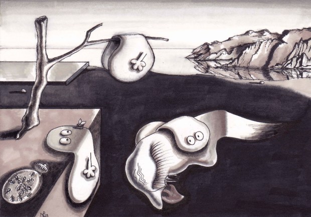 The Persistence of Normativity (after Dali) (2013 © Nicholas de Lacy-Brown, pen on paper)