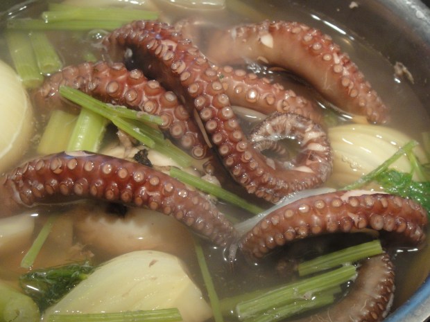 The octopus cooking