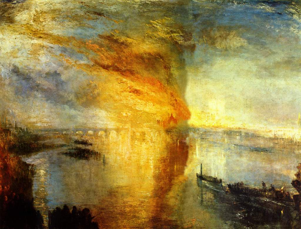 J M W Turner, The Burning of the Houses of Lords and Commons, 16th October, 1834 (1835)