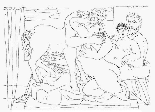 Picasso, Sculptor & Model with Statue of Centaur Kissing Girl, 1933