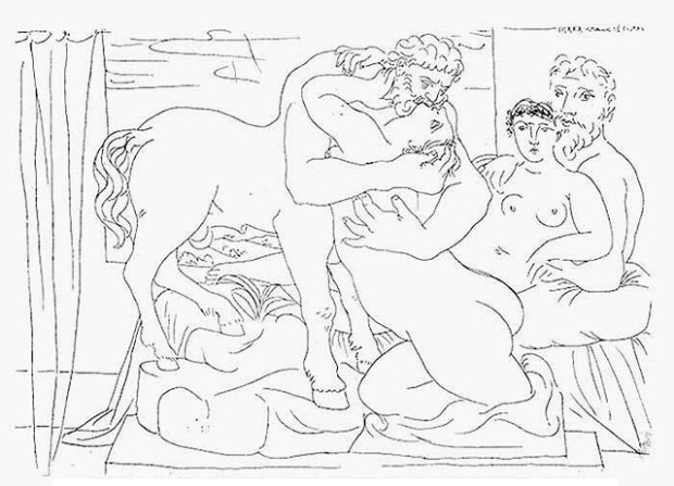 Picasso, Sculptor & Model with Statue of Centaur Kissing Girl, 1933