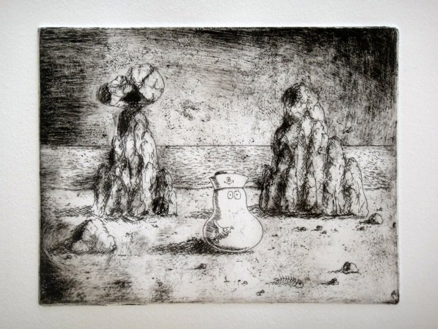 Sailor Norm on a beach in Mallorca (holding a fish) - print 2