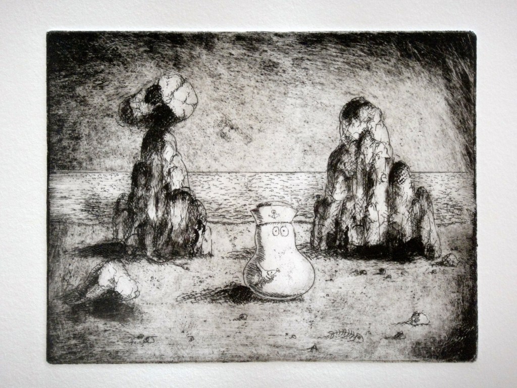 Sailor Norm on a beach in Mallorca (holding a fish) - print 3