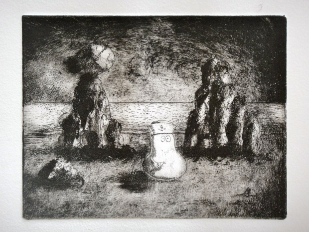 Sailor Norm on a beach in Mallorca (holding a fish) - print 4