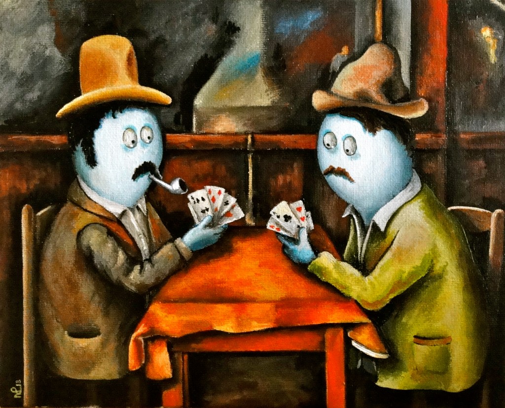 Norm Card Players (after Cézanne) (2013 © Nicholas de Lacy-Brown, acrylic on canvas)
