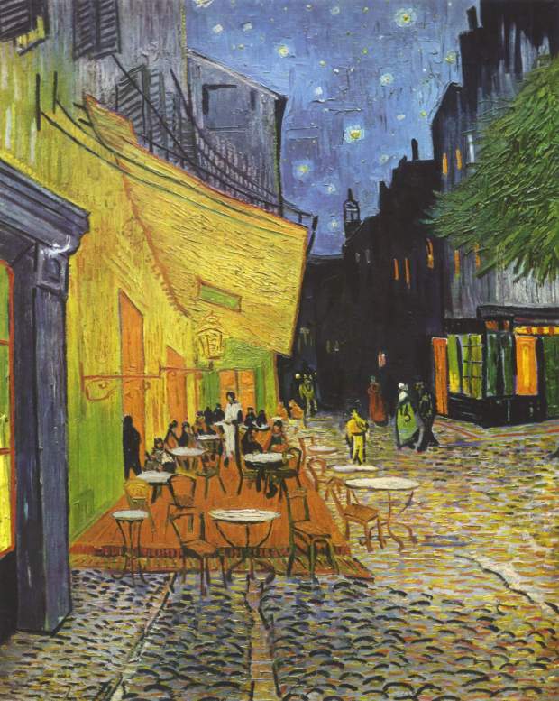 Cafe Terrace on the Place Du Forum Arles, at Night (1888)