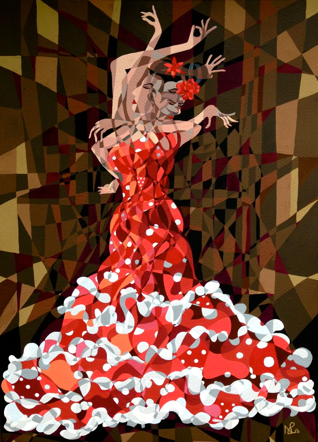 Composition No. 8 - La Flamenca (2013 © Nicholas de Lacy-Brown, gouache on paper)