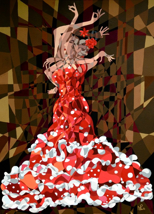 Composition No. 8 - La Flamenca (2013 © Nicholas de Lacy-Brown, gouache on paper)