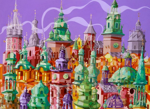 Composition No. 10 - Cupolas of Krakow (2013 © Nicholas de Lacy-Brown, gouache on paper)