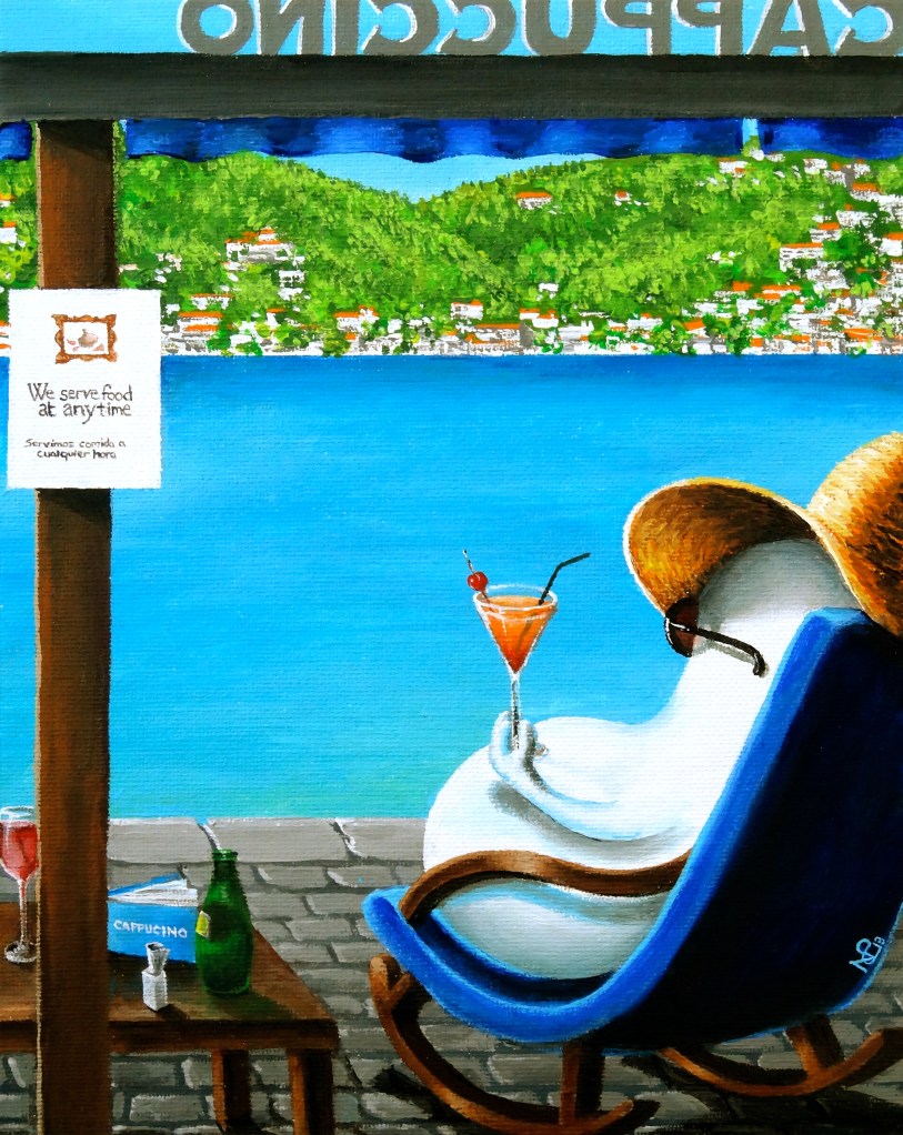 Norm at Puerto Andratx (2013 © Nicholas de Lacy-Brown, acrylic on canvas)