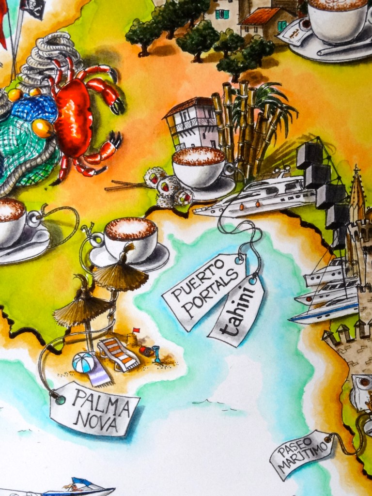 Puerto Portals, Tahini and Palma Nova detail