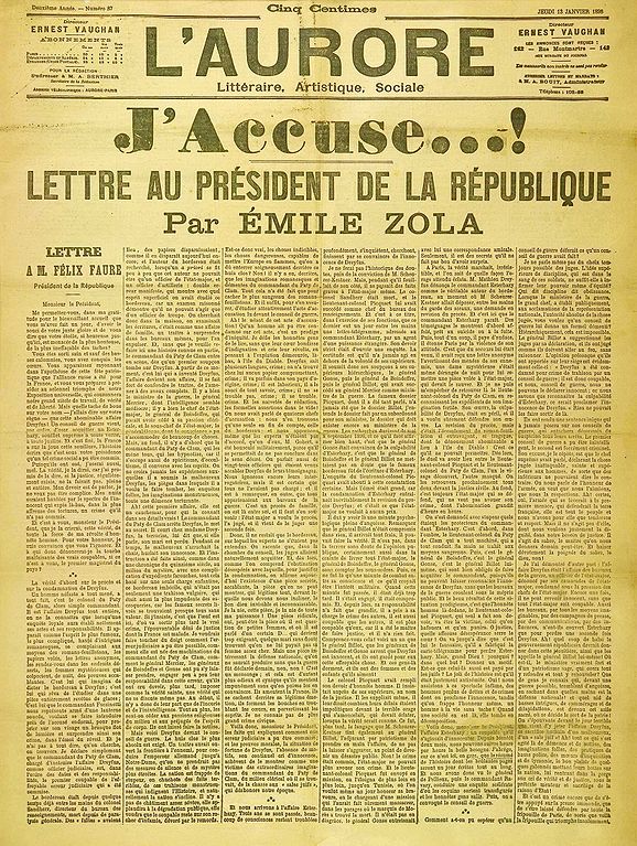 The article which incriminated Emile Zola