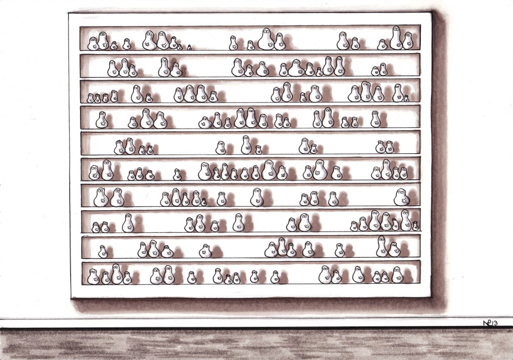 BreathNorms (after De Waal) 2013 © Nicholas de Lacy-Brown, pen and ink on paper 
