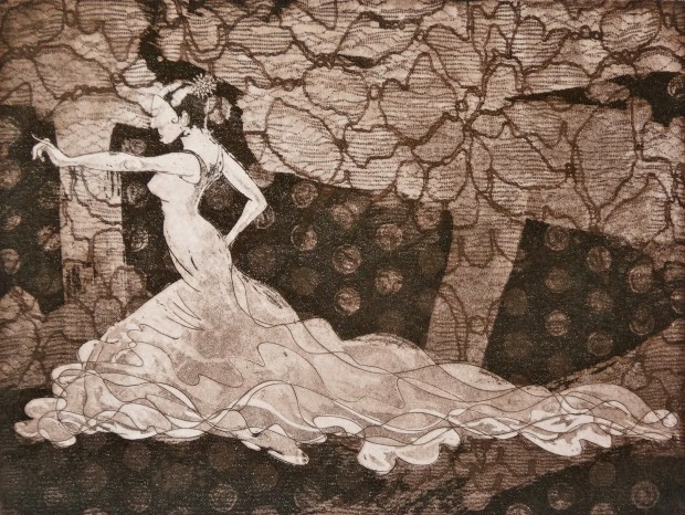 La Flamenca (copper etching on paper) © Nicholas de Lacy-Brown, 2013