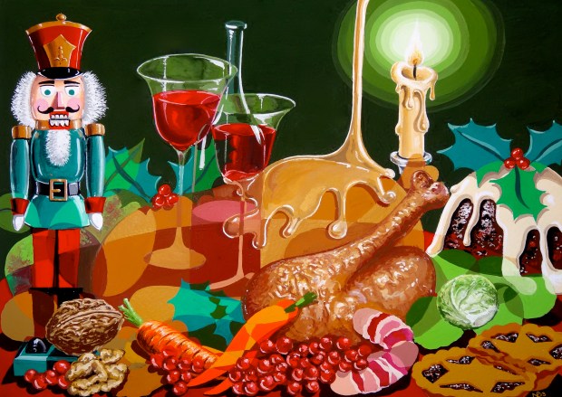 Composition No. 12 (Christmas Dinner) (2013 © Nicholas de Lacy-Brown, gouache on paper)
