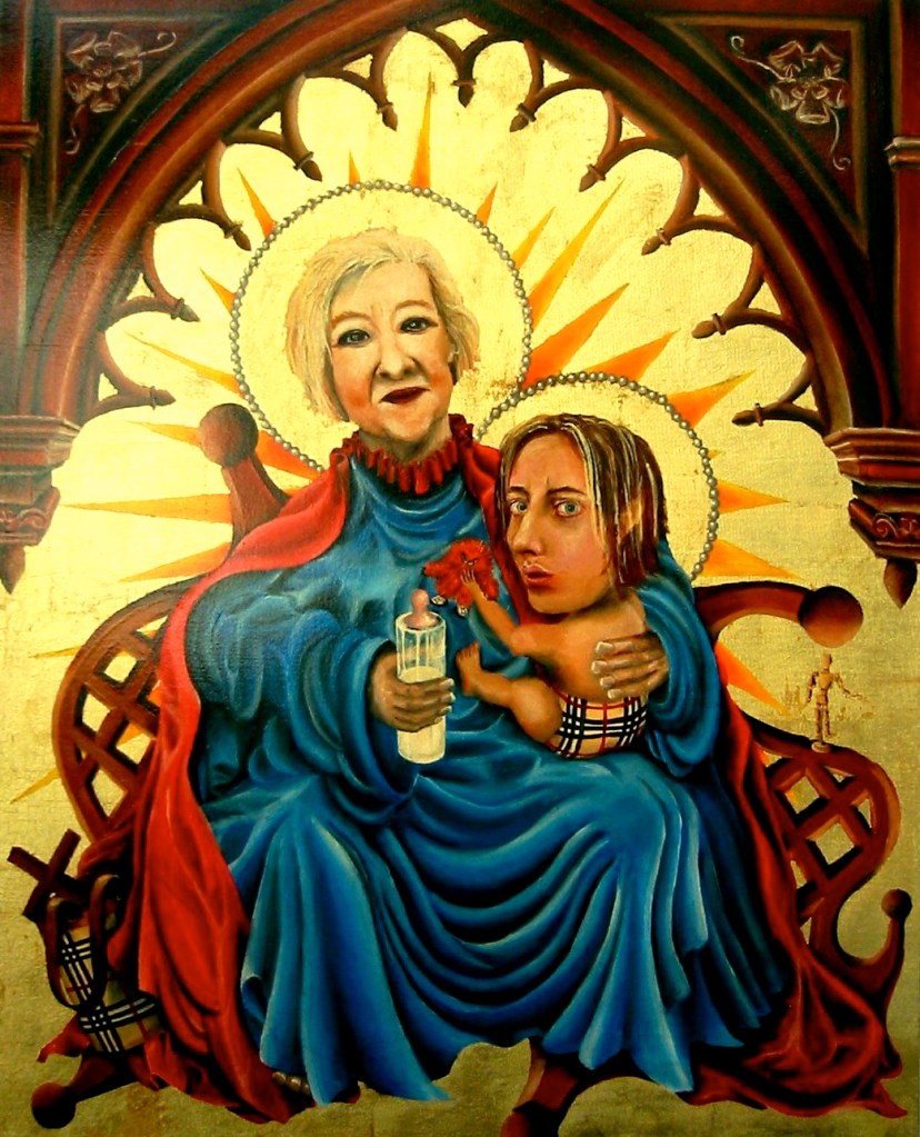 Mother and Child (2001 © Nicholas de Lacy-Brown, acrylic and gold leaf on canvas)