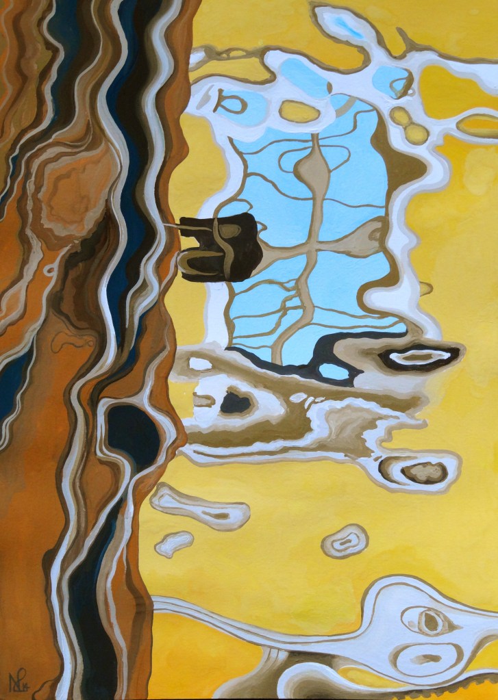 Ripples 1 (Venice: Yellow Window) (2014 © Nicholas de Lacy-Brown, gouache on paper)