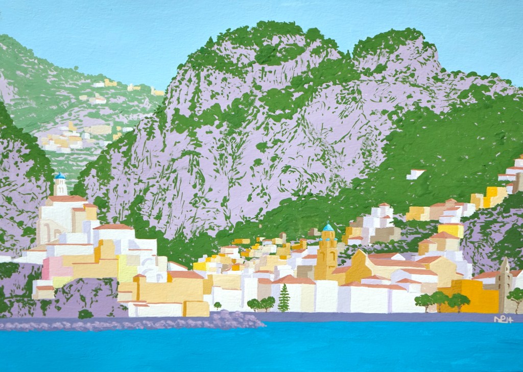 Amalfi (2014 © Nicholas de Lacy-Brown, gouache on paper)