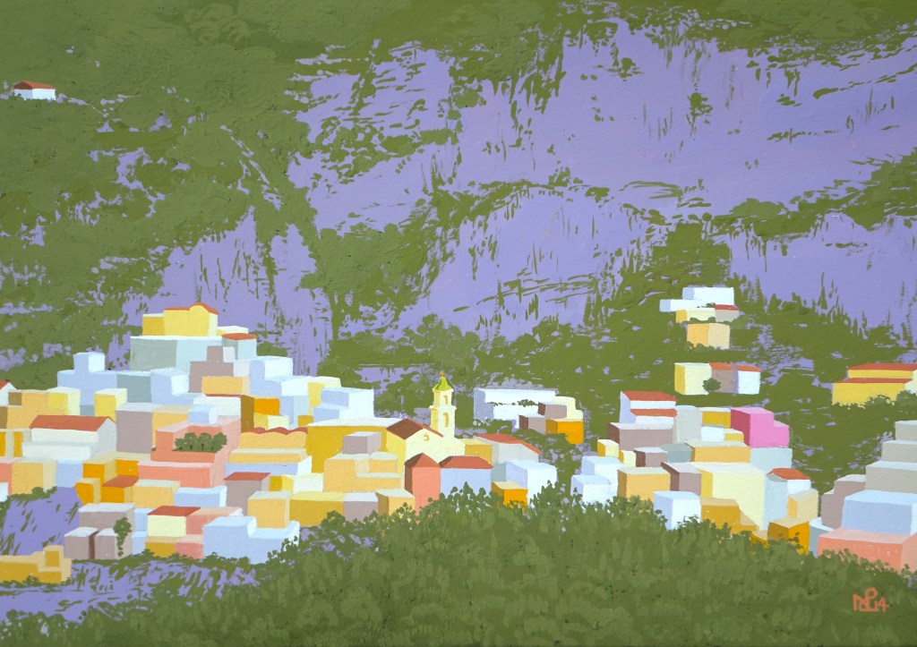 Positano III (2014 © Nicholas de Lacy-Brown, gouache on paper)