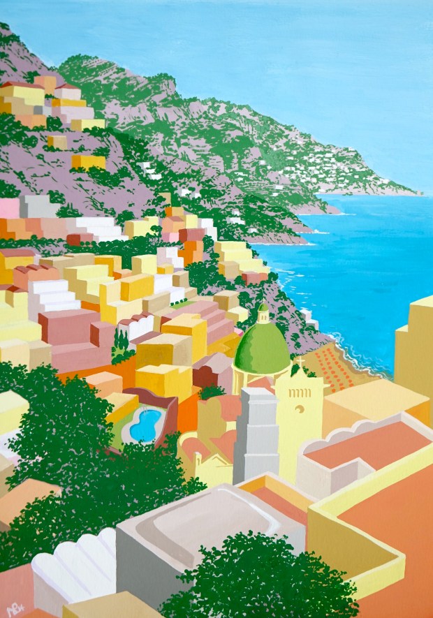 Positano II (2014 © Nicholas de Lacy-Brown, gouache on paper)