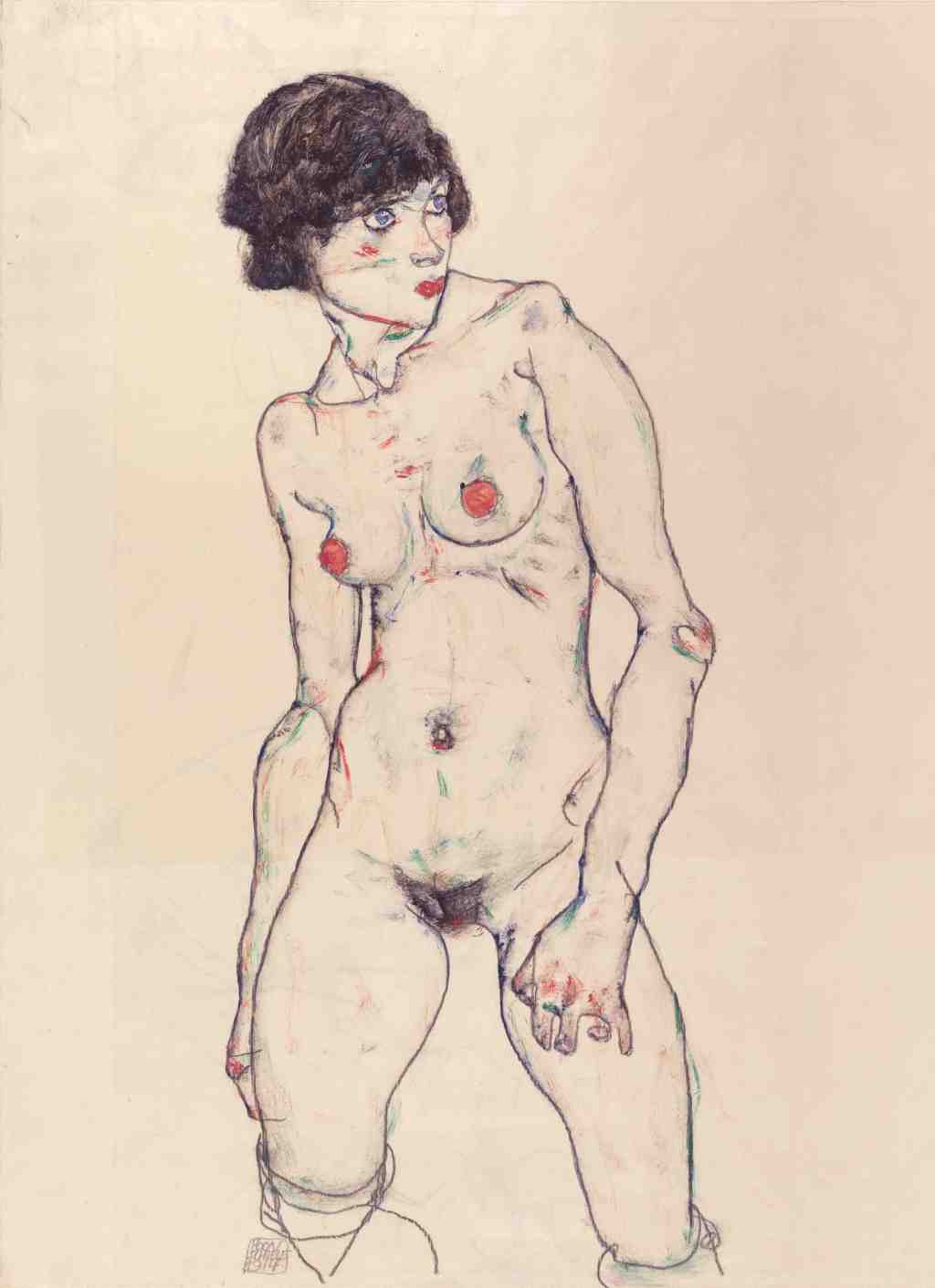 Standing Nude with Stockings, 1914
