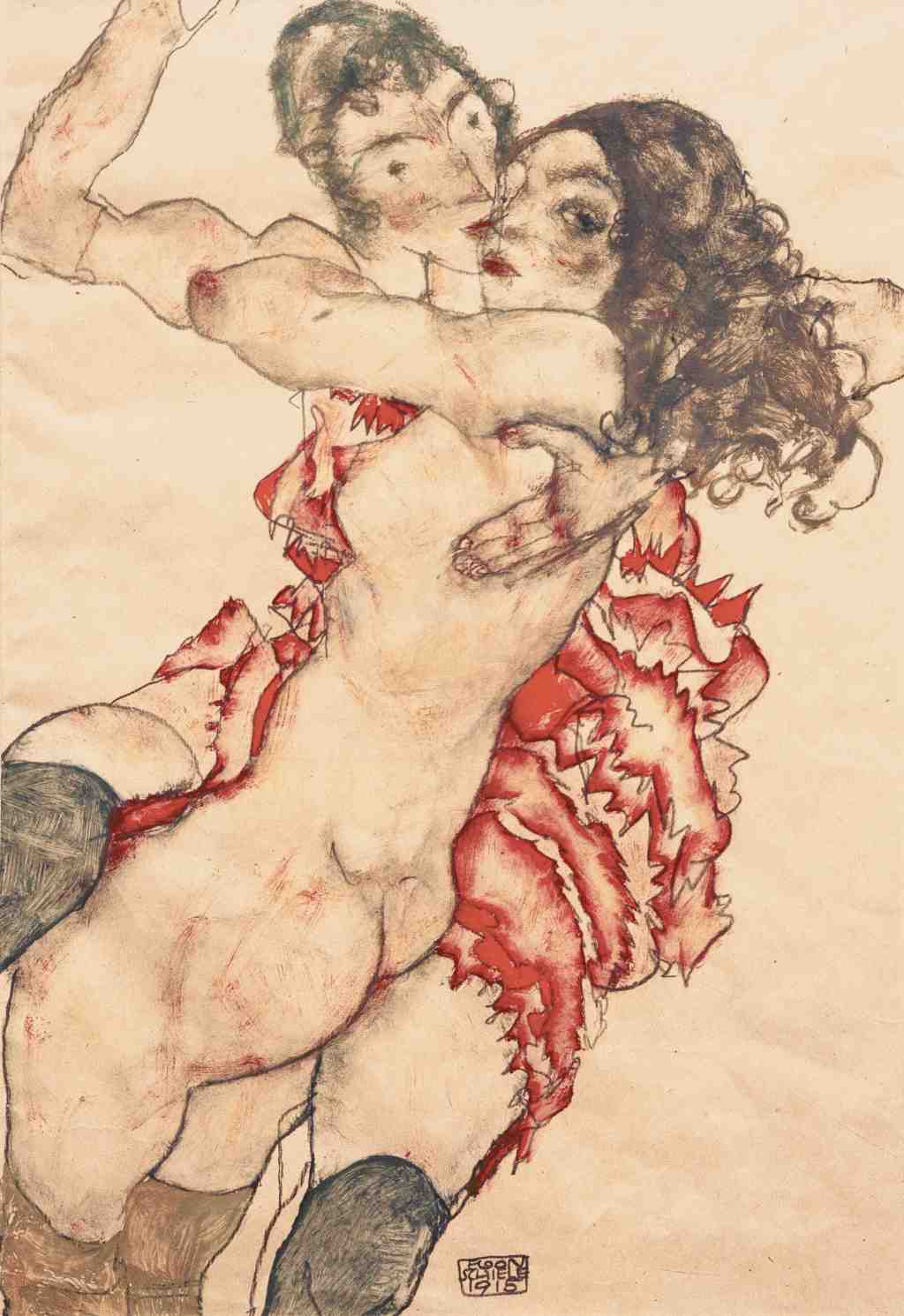 Two Girls Embracing (Friends), 1915
