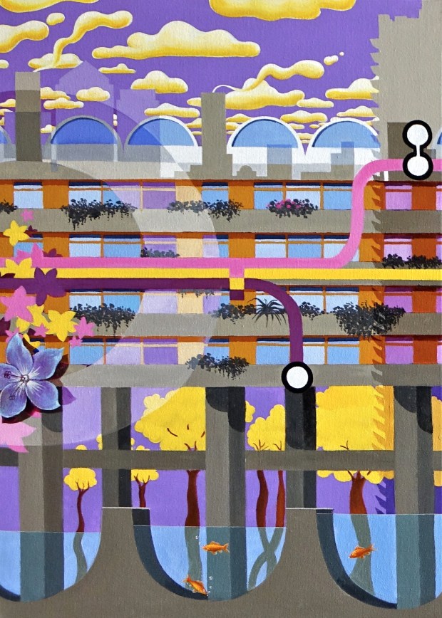 The Barbican Triptych = Canvas 1 (2013-14 © Nicholas de Lacy-Brown, acrylic on canvas)