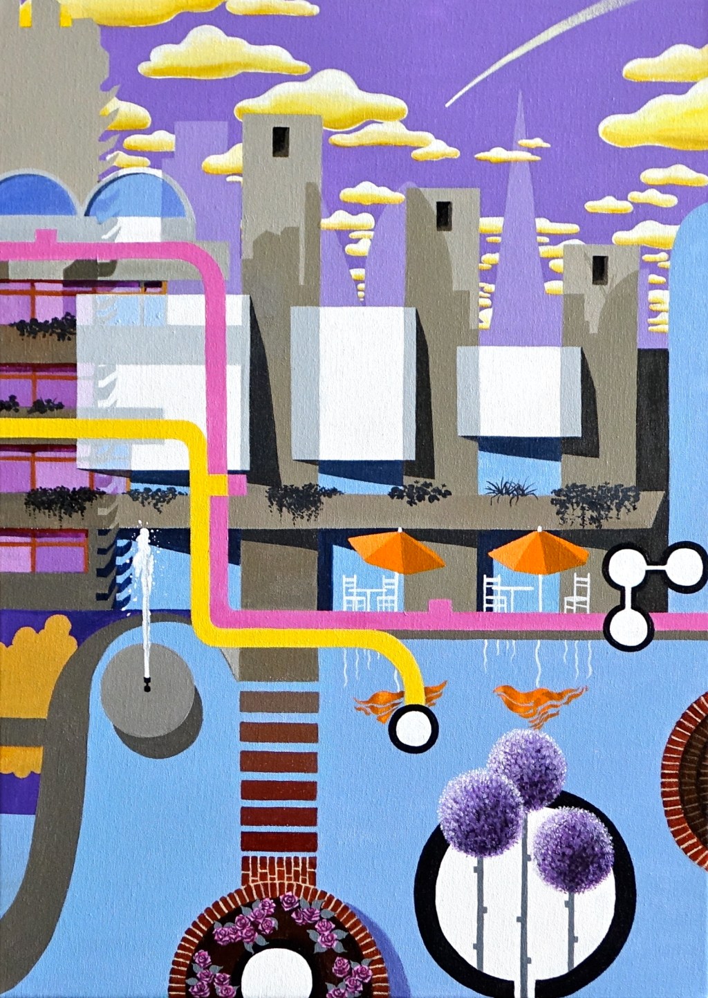 The Barbican Triptych - Canvas 2 (2013-14 © Nicholas de Lacy-Brown, acrylic on canvas)
