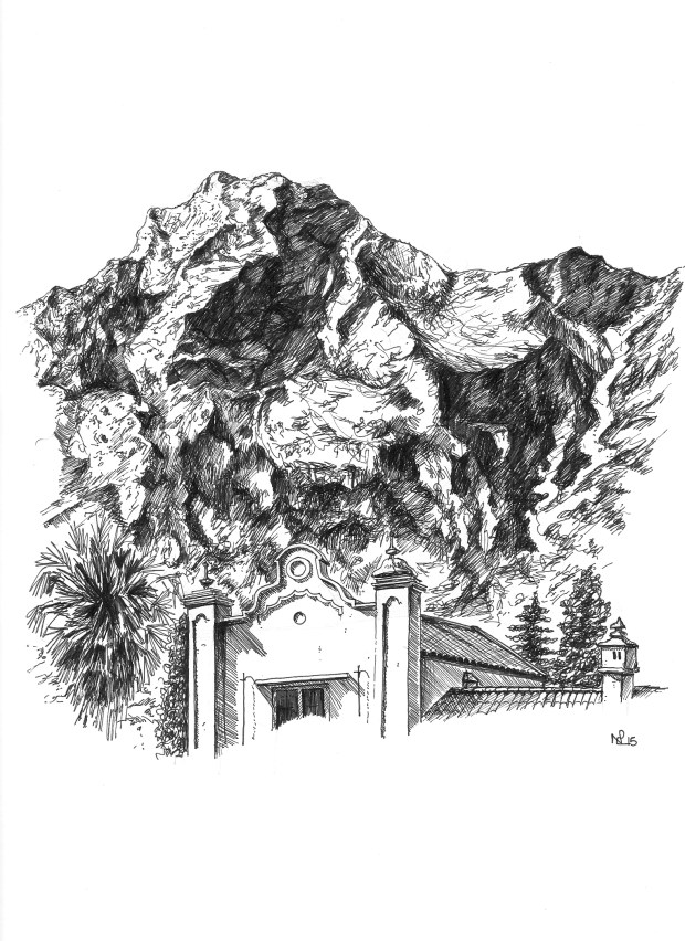 La Concha, Marbella (2015 © Nicholas de Lacy-Brown, pen on paper)