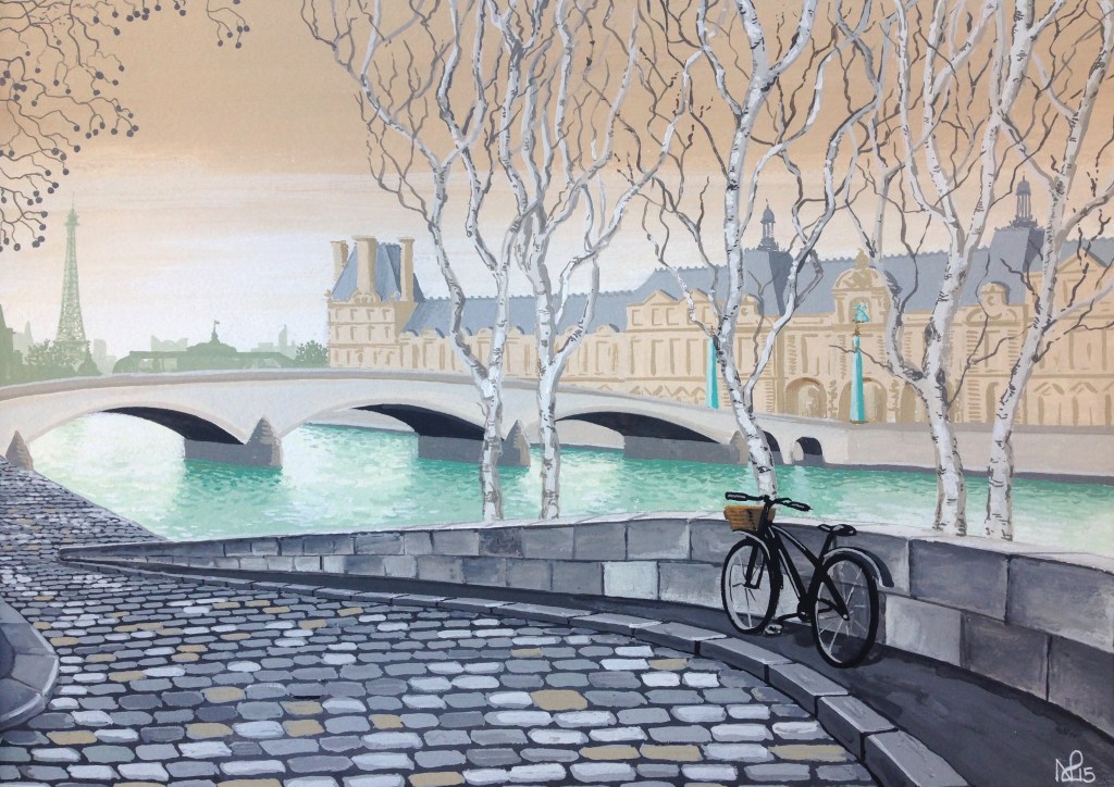 Interpretation No. 16: From La Rive Gauche (2015, © Nicholas de Lacy-Brown, gouache on paper)