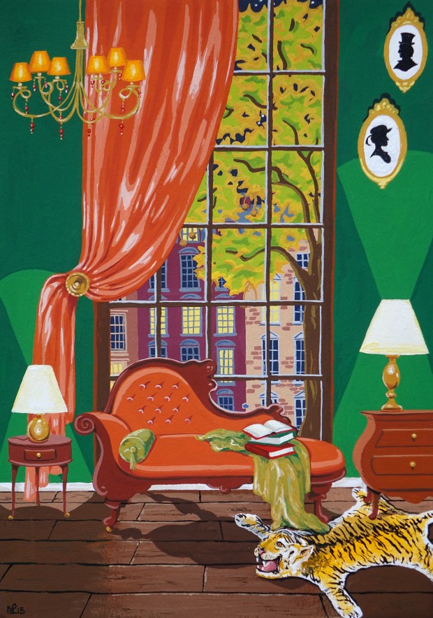 Autumn in Paris (2015 © Nicholas de Lacy-Brown, gouache on paper)